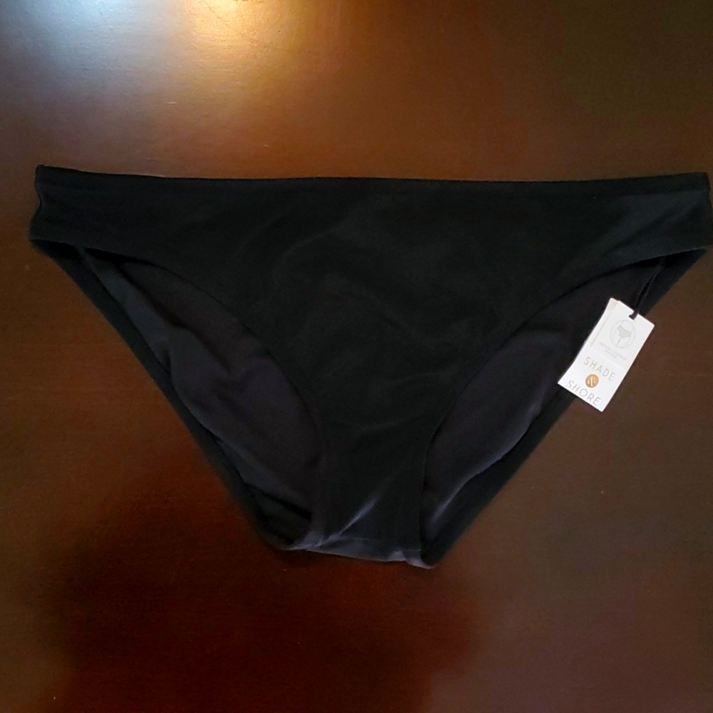 Shade & Shore medium coverage hipster black bikini bottoms size XL